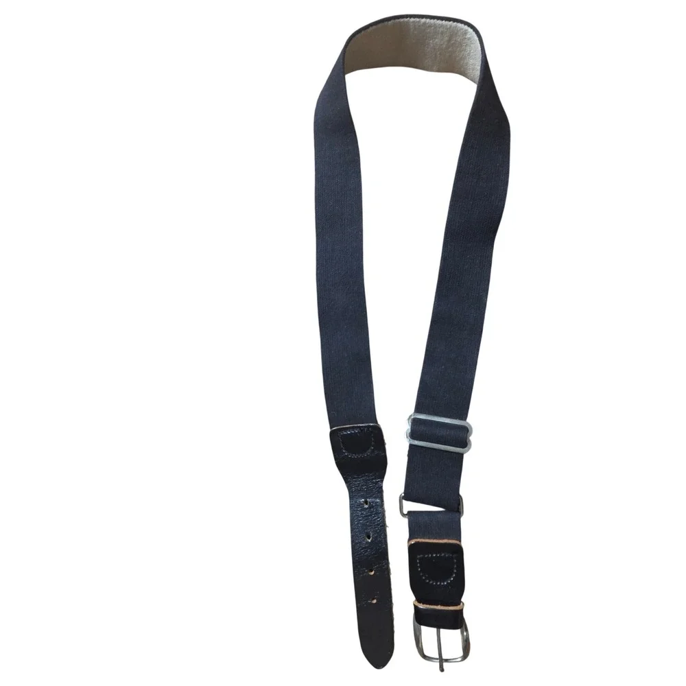 Atchison Leather Elastic Belt Strap Black Leather Ends M Adjustable Made in USA
